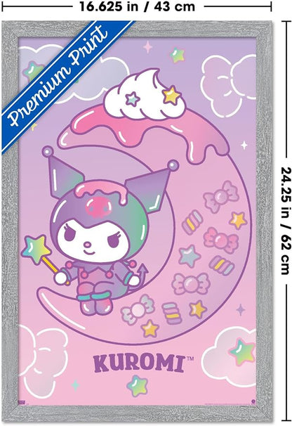 Hello Kitty and Friends: 24 Dreamland - Kuromi Wall Poster, 22.4L" x 14.7W", Gray Framed Version