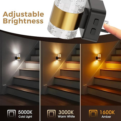 L LOHAS LED Night Lights Plug into Wall, Dusk-to-Dawn Sensor Night Light | Soft White/Cool White/Amber 3 Light Color, Adjustable Brightness, Rotatable plug, Bubble Nightlight for Hallway