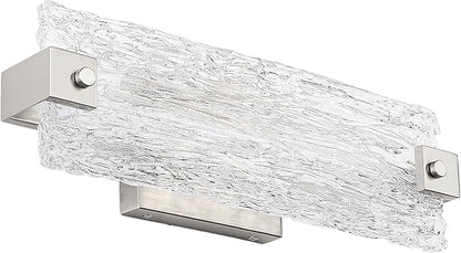 Brushed Nickel Bathroom Vanity Light, 16.5 Inch 10W Dimmable LED Bathroom Light Fixture Over Mirror, Modern Crystal Bar Wall Sconce Lighting for Bath, 3CCT, OS-MM5001-2BN