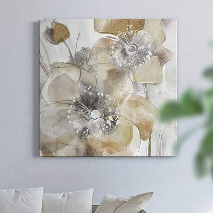 Renditions Gallery Taupe Spring Poppy Wall Art, Premium Gallery Wrapped Canvas Decor, Ready to Hang, 24 in H x 24 in W, Made in America Print (AZS-WC15-18276-R-2424-MK)