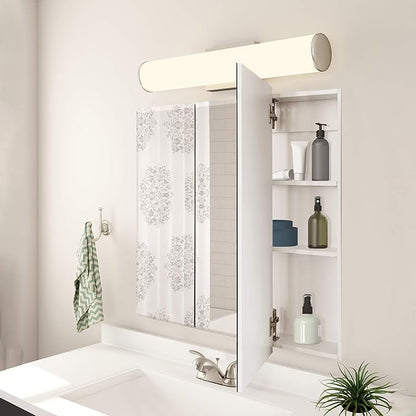 36 Inch Cyprus Bathroom Medicine Cabinet, Durable Pre-Assembled Wall Mounted Cabinet w/Frameless Mirrored Doors, White – Design House, 597500