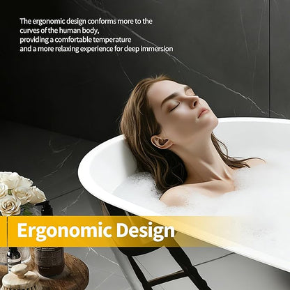 59 Inch Freestanding Bathtub, Acrylic Deep Soaking Tub, Chrome Overflow and Drain, Non-Slip Standalone Bath Tub for Bathroom, cUPC Certified, Ergonomic Modern Bath for Bathrooms