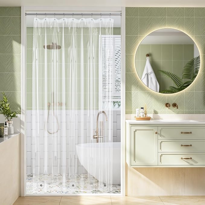 Stall Shower Curtain Liner, 52x78 Plastic Clear Shower Liner PEVA Medium Weight Inside Shower Curtains for Bathroom with Rustproof Grommets