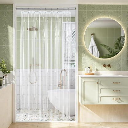Stall Shower Curtain Liner, 52x78 Plastic Clear Shower Liner PEVA Medium Weight Inside Shower Curtains for Bathroom with Rustproof Grommets