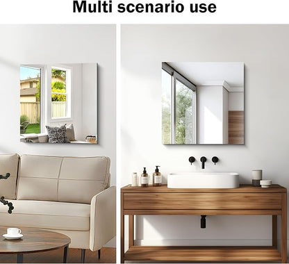 CILIBER Frameless Mirror, 24x24 Square Bathroom Mirrors for Wall, Frameless Vanity Mirror Over Sink with Polished Edge, 3mm Tempered Glass, Decorative for Bathroom, Bedroom and Living Room