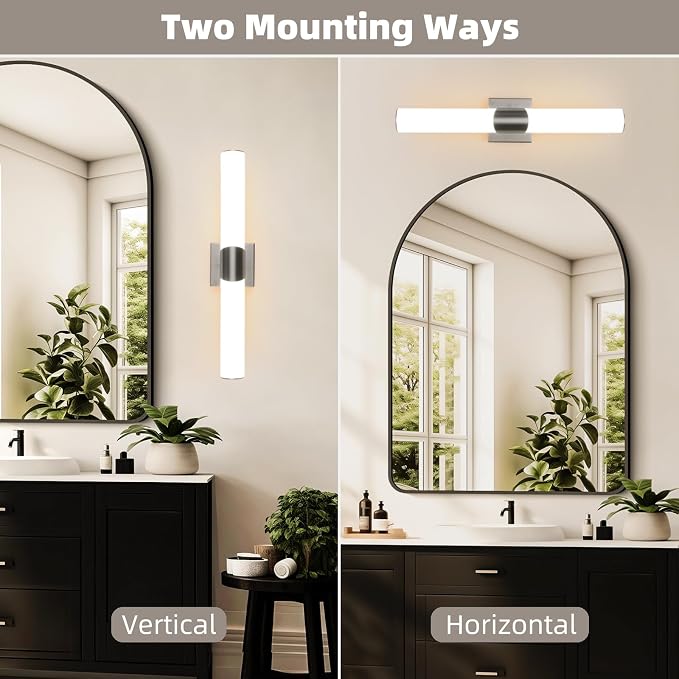 22" Brushed Nickel Bathroom Vanity Lights, Wall Lighting Fixtures | Modern Wall Light for Bathroom Bedroom Living Room Hallway