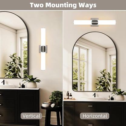 22" Brushed Nickel Bathroom Vanity Lights, Wall Lighting Fixtures | Modern Wall Light for Bathroom Bedroom Living Room Hallway