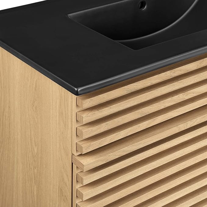 Modway Render 36" Bathroom Vanity in Oak Black