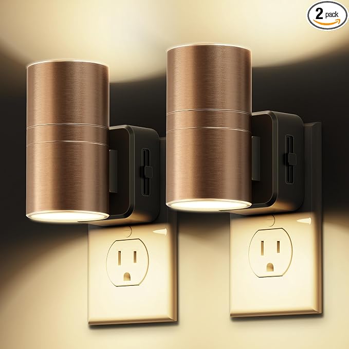 L LOHAS LED Night Light, 2 Pack Night Lights Plug into Wall | Automatic Dusk to Down Nightlight, 3000K Soft White 0-100LM Dimmable Modern Nightlight for Kids Bedroom Hallway