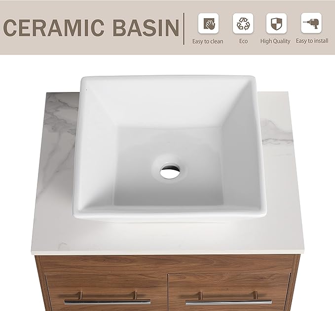 36" Bathroom Vanity with Sink, 36 Inch Freestanding Bathroom Vanity, Single Sink Bathroom Vanity Combo, Modern Bathroom Vanity, Brown Floor Standing Cabinet Set(BRE101, 36 * 18)