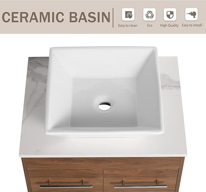 36" Bathroom Vanity with Sink, 36 Inch Freestanding Bathroom Vanity, Single Sink Bathroom Vanity Combo, Modern Bathroom Vanity, Brown Floor Standing Cabinet Set(BRE101, 36 * 18)