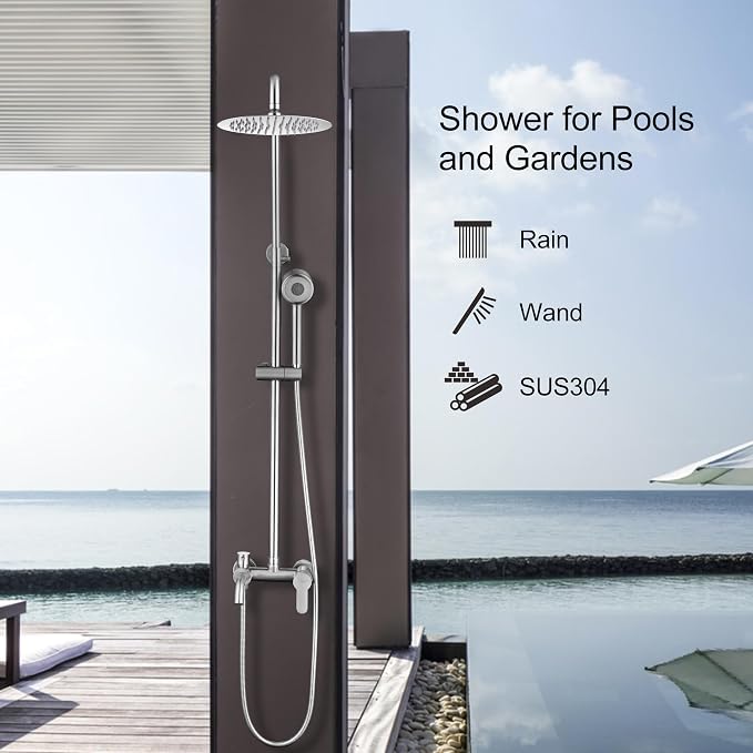HDSRYJXH Shower Faucet - Shower Faucets Sets Complete, Shower System - Outdoor Shower Kit/Outdoor Shower Fixtures W/ SS304 Shower Head with 3 modes Handheld, Brushed Nickel