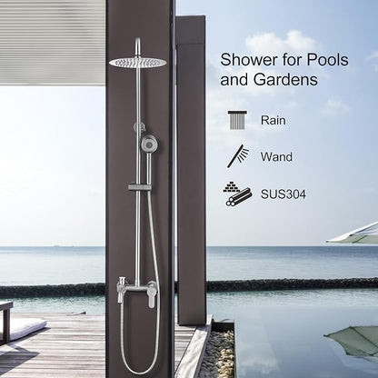 HDSRYJXH Shower Faucet - Shower Faucets Sets Complete, Shower System - Outdoor Shower Kit/Outdoor Shower Fixtures W/ SS304 Shower Head with 3 modes Handheld, Brushed Nickel