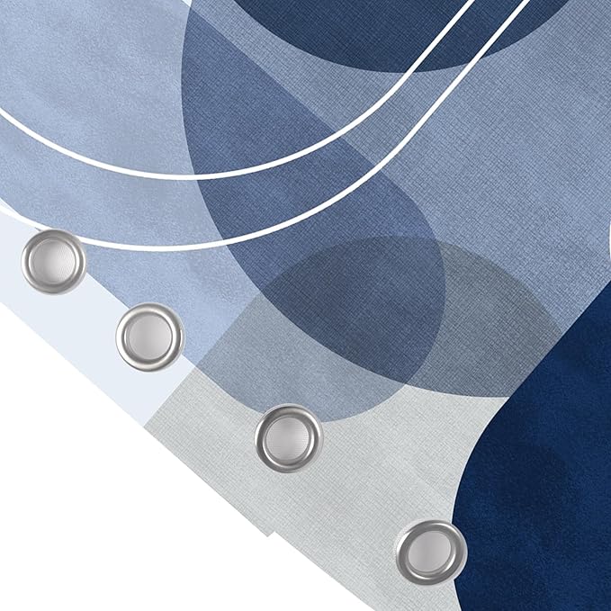 Abstract Navy Blue Shower Curtain Boho Mid Century Arch,Blue Morden Minimalist Geometry Fabric Shower Curtains Bathroom Accessories
