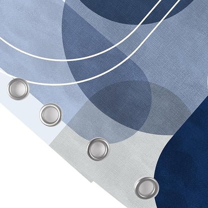 Abstract Navy Blue Shower Curtain Boho Mid Century Arch,Blue Morden Minimalist Geometry Fabric Shower Curtains Bathroom Accessories