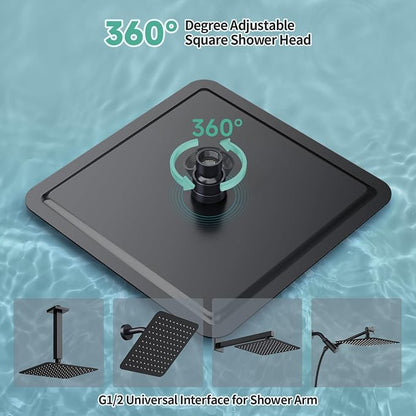 SR SUN RISE 10 Inch Rain Shower Head Matte Black 304 Stailess Steel High Pressure Rainfall Showerhead