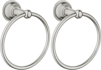 Moen DN6886BN Sage Single Post Bathroom Hand -Towel Ring, Spot Resist Brushed Nickel (Pack of 2)