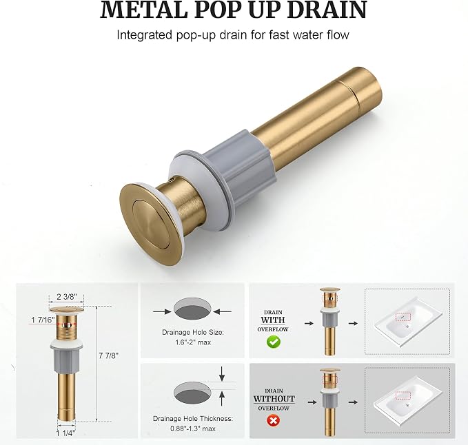 Bathroom Faucet with Sprayer, 4 Inch Champagne Bronze with Pop Up Drain | Ultimate Unicorn Centerset Pull Down Vanity Faucets 3 Hole- Two Handle Modern Washbasin Tap Set for Rv Lavatory Restroom