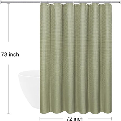 Long 230GSM Sage Green Shower Curtain, 72 x 78 | 230GSM Tall Fabric Shower Curtain for Bathroom, Water Repellent, Machine Washable