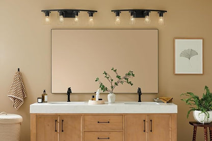 Kichler Crosby 31.25" 4-Light Vanity Light with Clear Glass in Black, for Bathroom, (31.25 x 8.75), 45498BKCLR