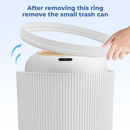 Pukomc 2 Pack Automatic Trash Can 12L /3 Gallon and 10L /2.64 Gallon | Bathroom Trash Bin with Lid Touchless Small Smart Motion Sensor Garbage Cans for Kitchen, Bathroom,Living Room and Bedroom