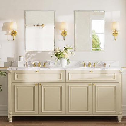 24"x36" Frameless Beveled Rectangular Bathroom Mirror for Over Sink | Broad coverage balances wider vanities and double-sink layouts, while polished edges keep the wall open, bright and refined