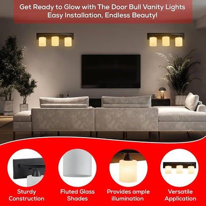 3-Light Bathroom Vanity Light Fixture – Oil Rubbed Bronze | Modern Frosted glass shades with E26 socket. Matte Wall sconce lighting perfect over mirror, kitchen, hallway, or entryway