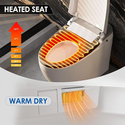Smart Toilet, Bidet Toilet with Pump Assisted,Auto Dual Flush, Foam Shield, Foot Sensor Operation, 12-Inch Rough-In, Heated Bidet Seat, Warm Water & Dryer LED Display & Night Light (ST-A01)
