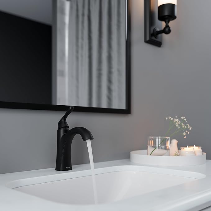 Pfister Willa Bathroom Sink Faucet, Single Control, 1-Handle, Single Hole, NSF Certified, Spot Defense Matte Black Finish, LF042MALSDB