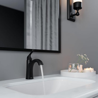 Pfister Willa Bathroom Sink Faucet, Single Control, 1-Handle, Single Hole, NSF Certified, Spot Defense Matte Black Finish, LF042MALSDB