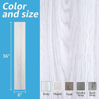 Art3d Wood Textured Peel and Stick Vinyl Floor Tiles, 40-Pack, White/Grey