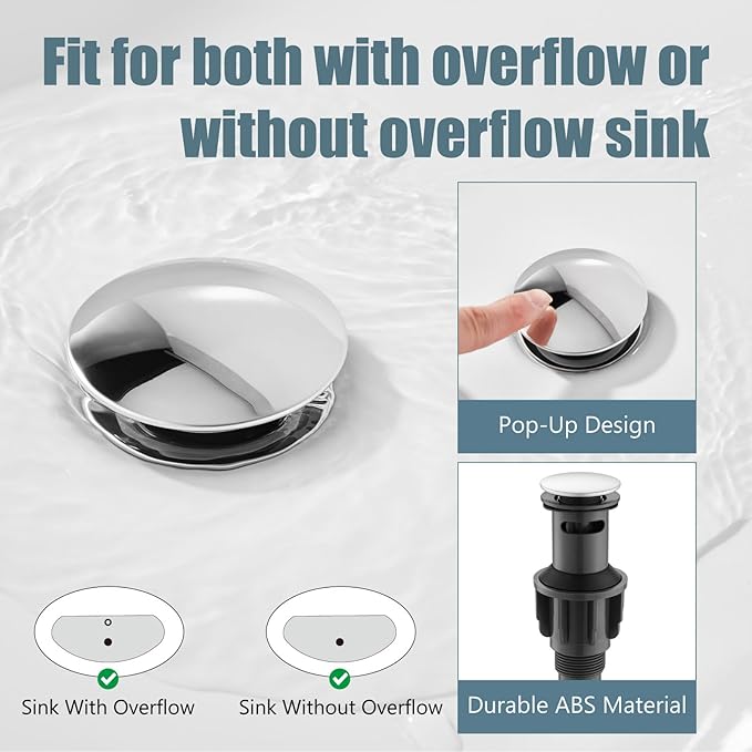 Aolemi 8 Inch Widespread Bathroom Sink Faucet 3 Hole Deck Mount Vanity Basin Mixer Tap with Pop Up Drain Assembly Polish Chrome Double Ceramic Handle