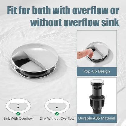 Aolemi 8 Inch Widespread Bathroom Sink Faucet 3 Hole Deck Mount Vanity Basin Mixer Tap with Pop Up Drain Assembly Polish Chrome Double Ceramic Handle