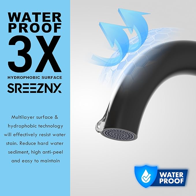 Bathroom Faucets for Sink 3 Hole, Bathroom Sink Faucet Widespread 8 Inch, Matte Black Faucet with Pop Up Drain and Hose