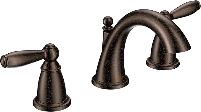 Moen Brantford Oil-Rubbed Bronze Two-Handle Widespread Bathroom Sink Faucet for 3-Hole Setups with Valve Included, TV6620ORB