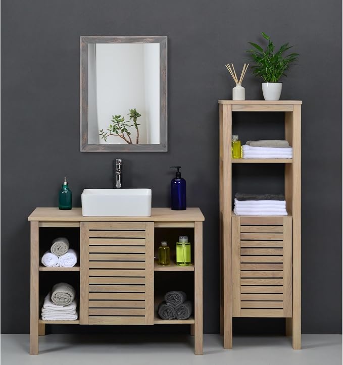 AAZZKANG Wooden Mirror Rectangle Rustic Mirrors for Wall Decorative for Bedroom Bathroom Living Room Entryway Hanging Home Decor