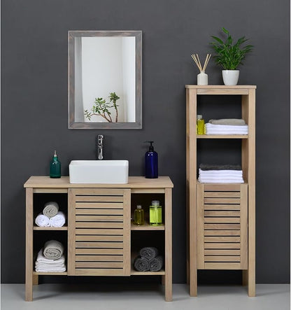 AAZZKANG Wooden Mirror Rectangle Rustic Mirrors for Wall Decorative for Bedroom Bathroom Living Room Entryway Hanging Home Decor