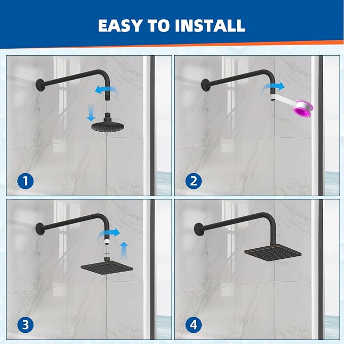 Hibbent cUPC Certified Thick Metal 6'' Rain Shower Head, Oil Rubbed Bronze | High Pressure Shower Head, Bathroom Waterfall Shower Heads, High Flow Fixed Showerheads with Adjustable Brass Ball Joint
