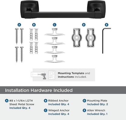 Amerock Stature Matte Black 8 inch (203mm) Towel Bar, BH36095MB