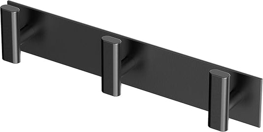 Gatco 1287MX Elevate Rectangular 3 Hook Triple Robe Hook, Wall Mounted Hook for Bathroom Towels & Robes, 11 Inch W, Matte Black