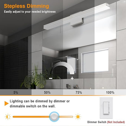 SineRise LED Modern Bathroom Vanity Light Bar (32-Inch, 3000K/4000K/6000K), Chrome Dimmable Modern Acrylic Bathroom Wall Lighting Fixtures Over Mirror