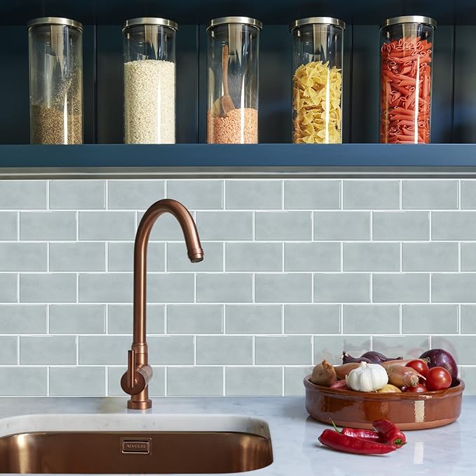 STICKGOO 10-Sheet Subway Tile Peel and Stick Backsplash, Self Adhesive Vinyl Wall Tiles, Stick on Backsplash for Kitchen and Bathroom(Thicker Design)