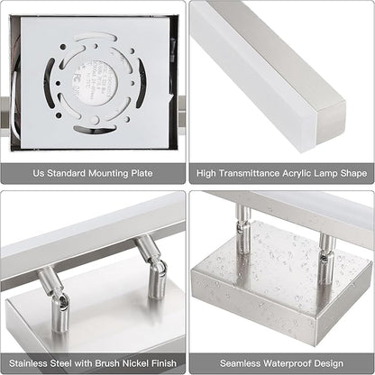 36in LED Vanity Light, 36W 2500LM Modern Brushed Nickel Adjustable Bathroom Light Fixture Over Mirror, Dimmable Light Bar 5000K Cool White
