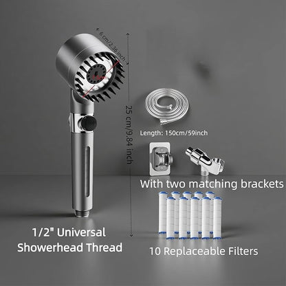Filtered Shower Head with Handheld & High Pressure - Shower Head with 59" Stainless Hose for Hard Water | 3 Spray Modes with 10 Replaceable Filters