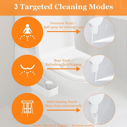 Bidet Attachment for Toilet - A Non-Electric Self Cleaning Water Sprayer with Adjustable Water Pressure, Ultra-Slim Bidet Attachment, Rear and Feminine Wash, Angle Control & Easy Home Installation