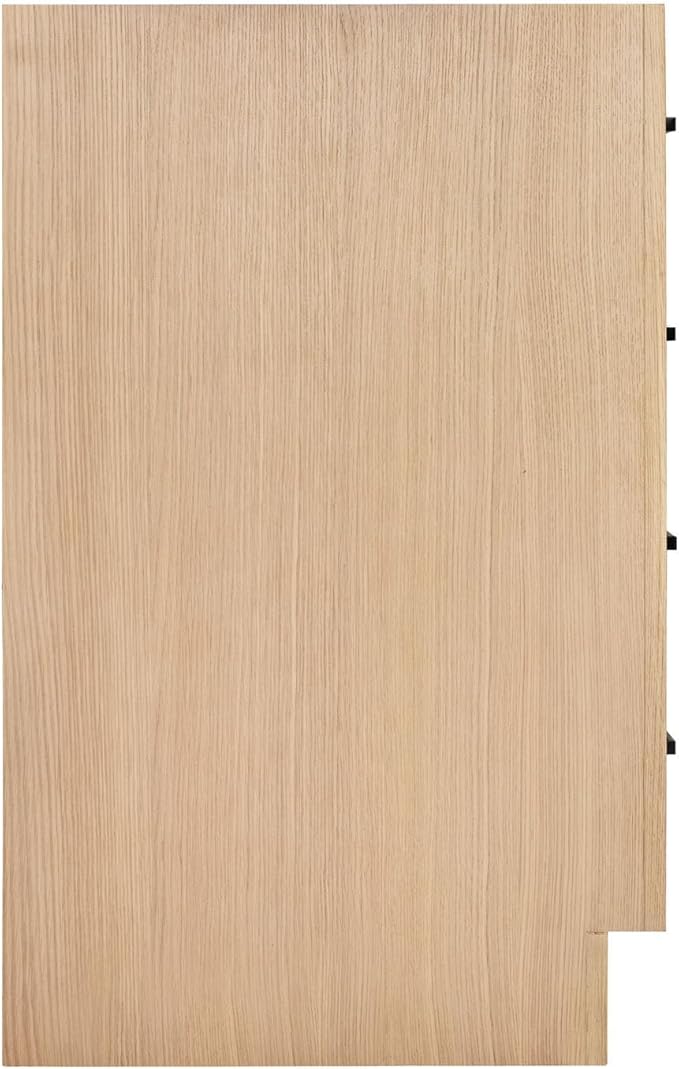 ARIEL Hepburn 36-inch Bathroom Vanity Base Cabinet,Solid Wood, 2 Soft Closing Doors, 5 Dovetail Drawers, White Oak