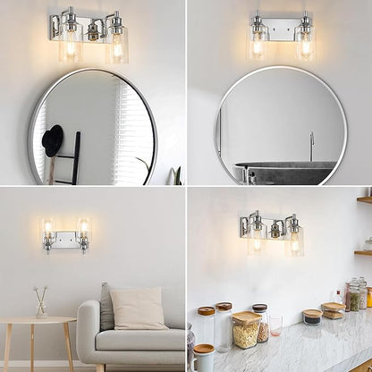 2-Light Bathroom Light Fixtures Modern Chrome Vanity Lights for Bathroom Lighting Fixtures Over Mirror for Cabinet Mirror Bedroom Hallway