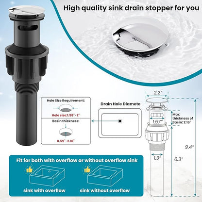 gotonovo Bathroom Sink Faucet Single Hole Double Cross Handle Knobs Lavatory Vessel Sink Mixer Tap Bathroom Faucet with Pop up Drain and Deck Cover Plate Polish Chrome