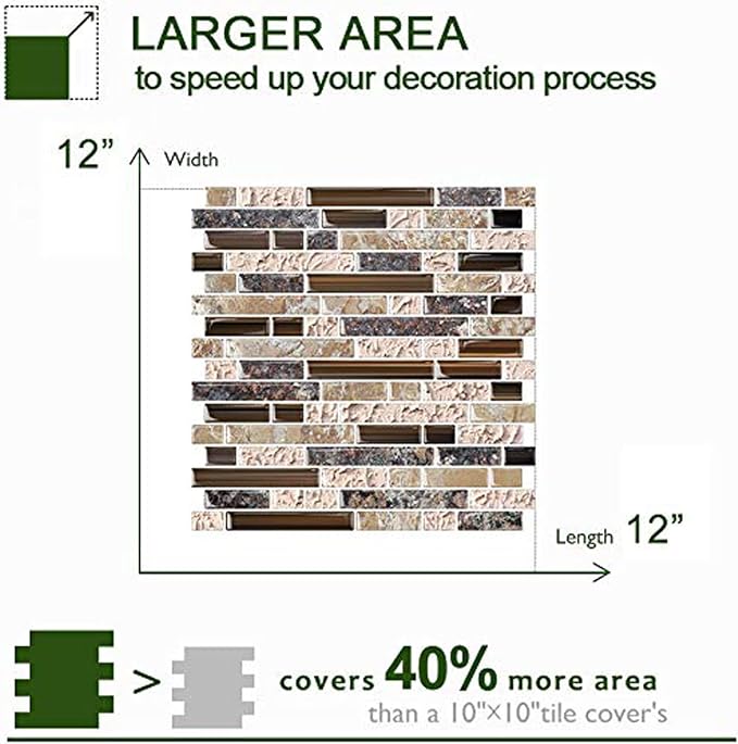 STICKGOO Peel and Stick Backsplash, Self-Adhesive Backsplash in Sandstone (Thicker Design, 1 Sheet)