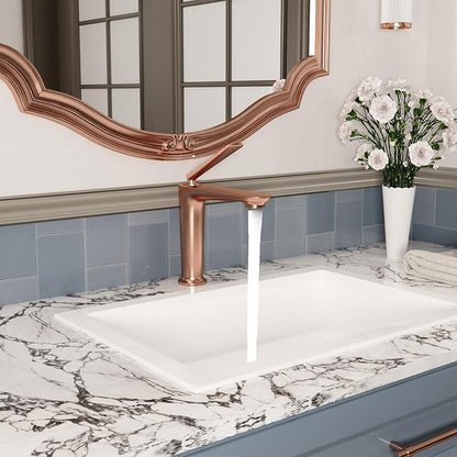 Bathroom Faucet Rose Gold, One Hole Single Handle Vessel Sink Faucet, Brass Bathroom Faucet for Vanity Sink Restroom Guestroom RVs